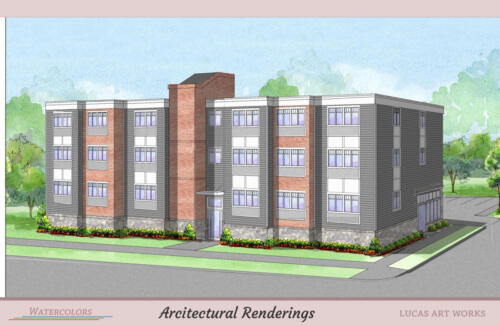 Architectural Watercolor Renderings Commercial Development - New Office Building Development
