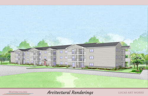 Architectural Watercolor Renderings Commercial Development - New Condo Development