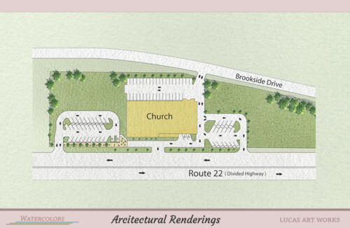 Architectural Watercolor Renderings Commercial Development - New Church Development