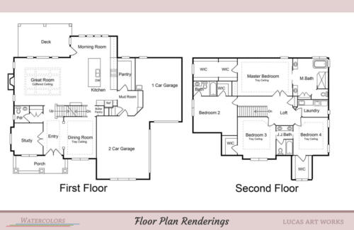 Architectural Renderings Floor Plan - House - Black and white