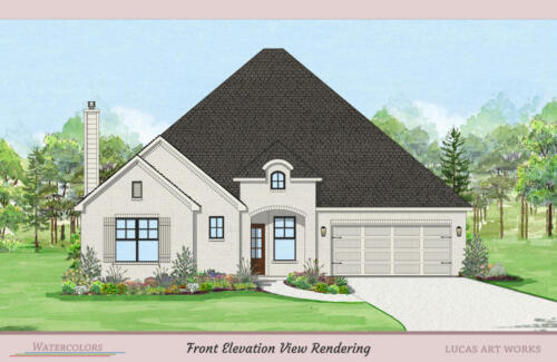 Architectural Watercolor Renderings New Home - French brick house