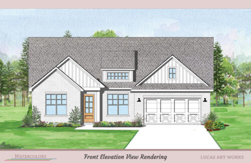 Architectural Watercolor Renderings New Home - County brick house