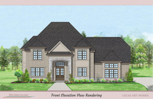 Architectural Watercolor Renderings New Home - Contemporary brick house