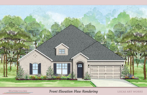 Architectural Watercolor Renderings New Home - Traditional story and a half brick House