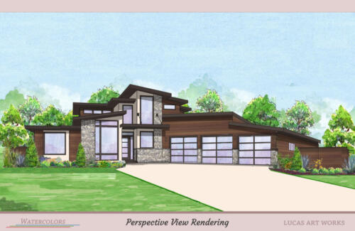Architectural Watercolor Renderings New Homes - Modern Design House