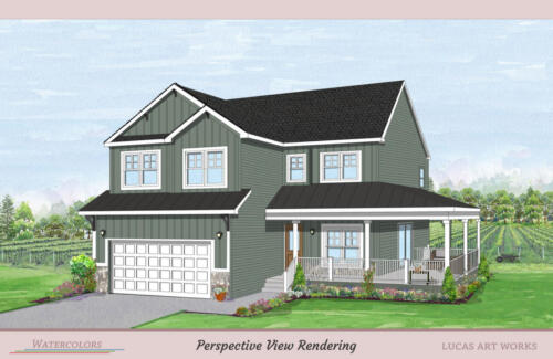 Architectural Watercolor Renderings New Homes - Vineyard House
