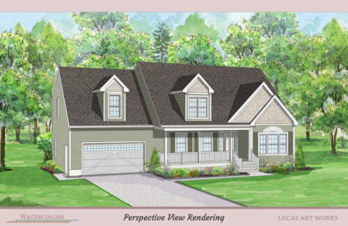 Architectural Watercolor Renderings New Homes - Siding and Shake Design House