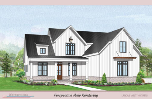 Architectural Watercolor Renderings New Homes - Country Design House