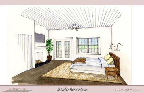 Architectural Watercolor Renderings - Interior Rendering Bedroom