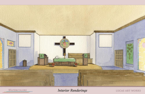 Architectural Watercolor Renderings - Interior Rendering Church