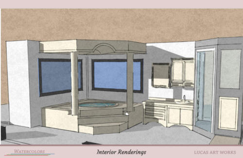 Architectural Watercolor Renderings - Interior Rendering Kitchen