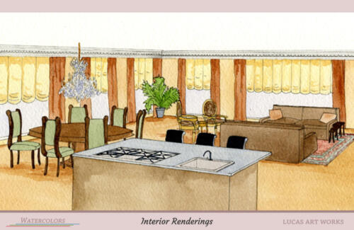 Architectural Watercolor Renderings - Interior Rendering Condo