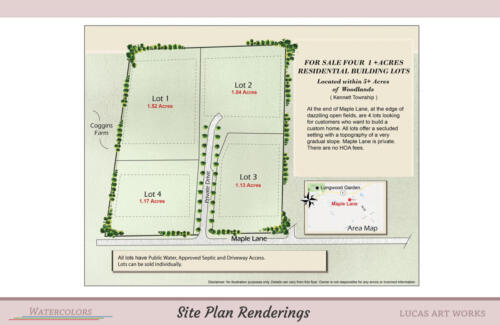 Site Plan / Plat Plan Color Rendering - 4 lot Single family development