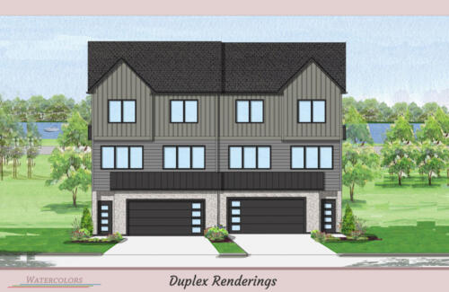 Architectural Watercolor Renderings New townhouse - Riverfront duplex rendering