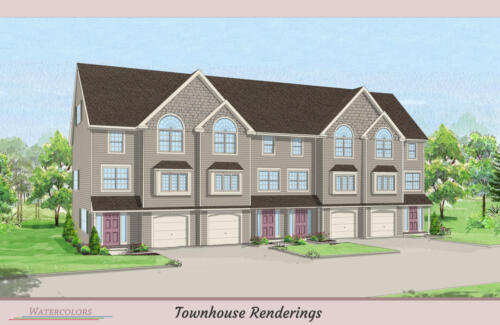 Architectural Watercolor Renderings New townhouse - Four Unit Rendering