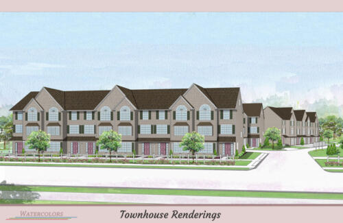Architectural Watercolor Renderings New townhouse - Street Scene