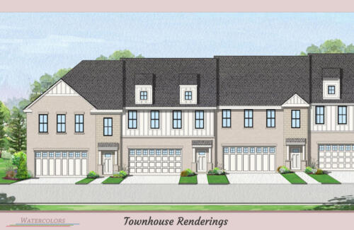 Architectural Watercolor Renderings New townhouse - 2 Story 1st floor garage Townhouses